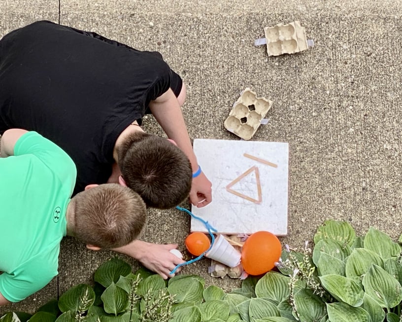 students working outside